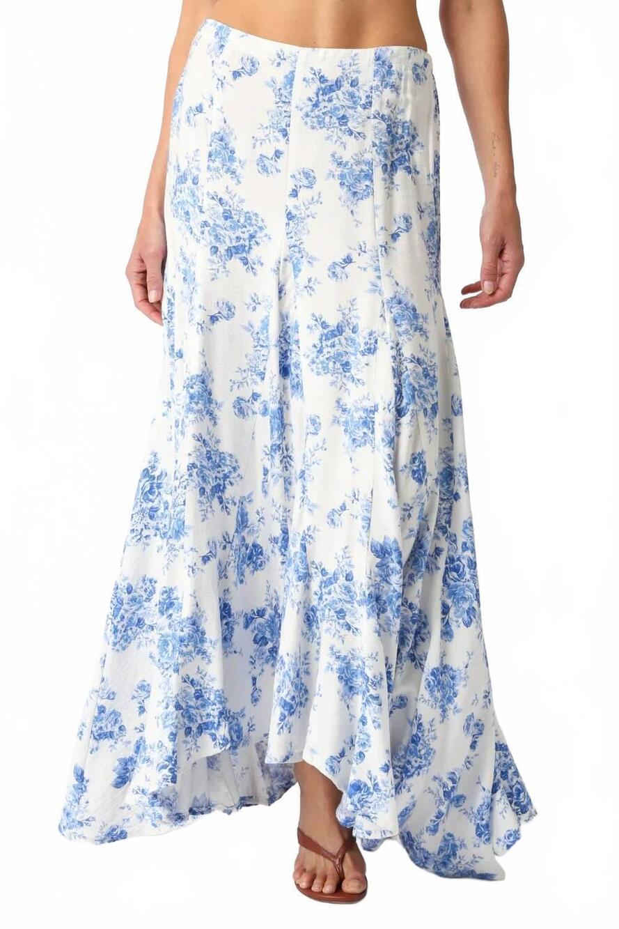 NEW OLIVACEOUS french quarter maxi skirt in blue